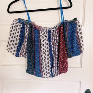 Bleuh Ciel Patterned Off The Shoulder Crop